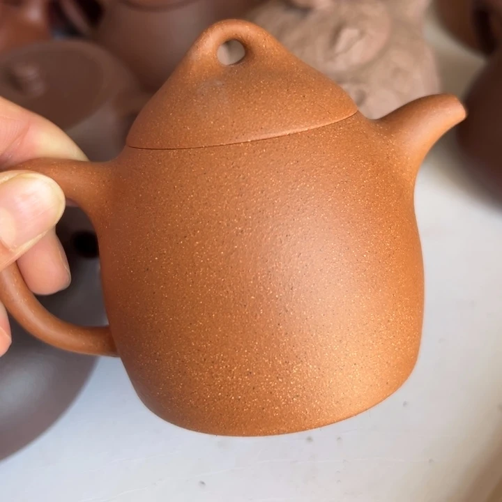 紫砂茶壶五彩秦权200c c