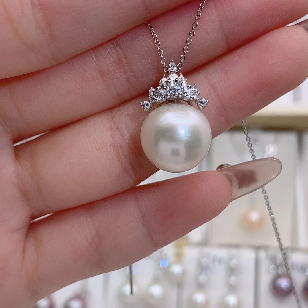 淡水珍珠银S925镶嵌颈饰12