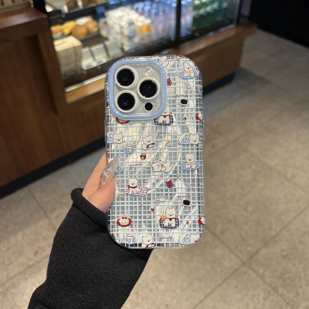 高西地适用苹果/华为/荣耀/OPPO/VIVO/小米手机壳奶油羽纱壳女