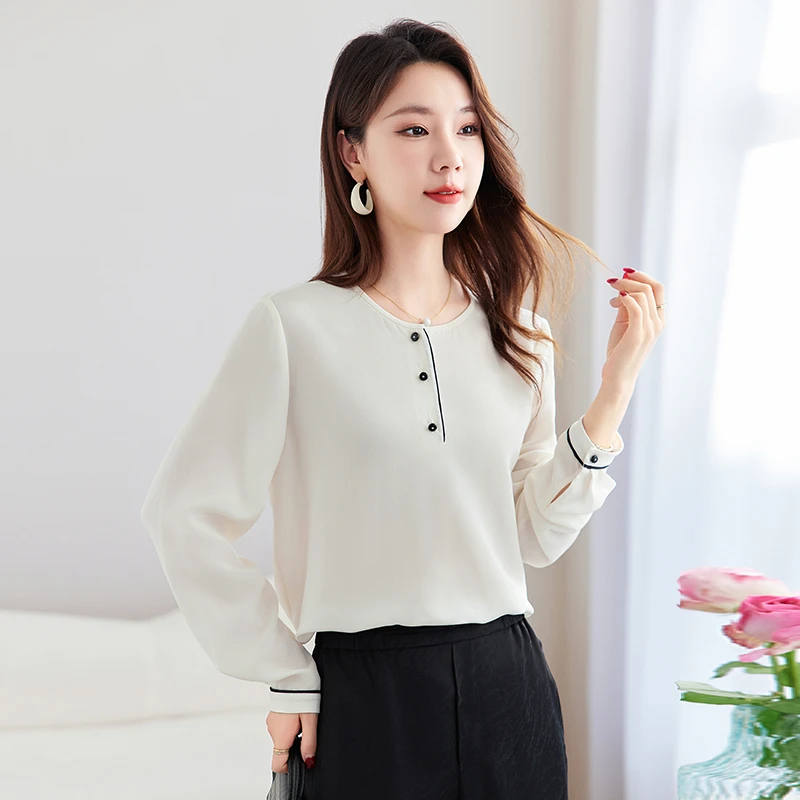 2025春夏新款桑蚕丝真丝气质轻奢女士小衫12599702