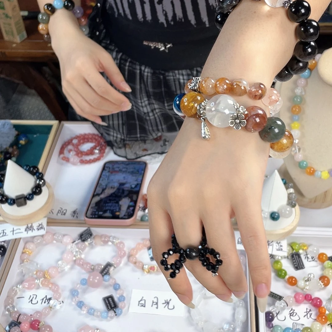 水晶手链银S925镀金镶嵌