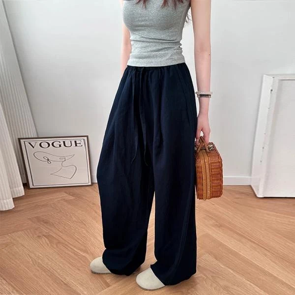 【专柜品质全压条工艺】天丝亚麻夏季时尚百搭简约弯刀裤休闲裤