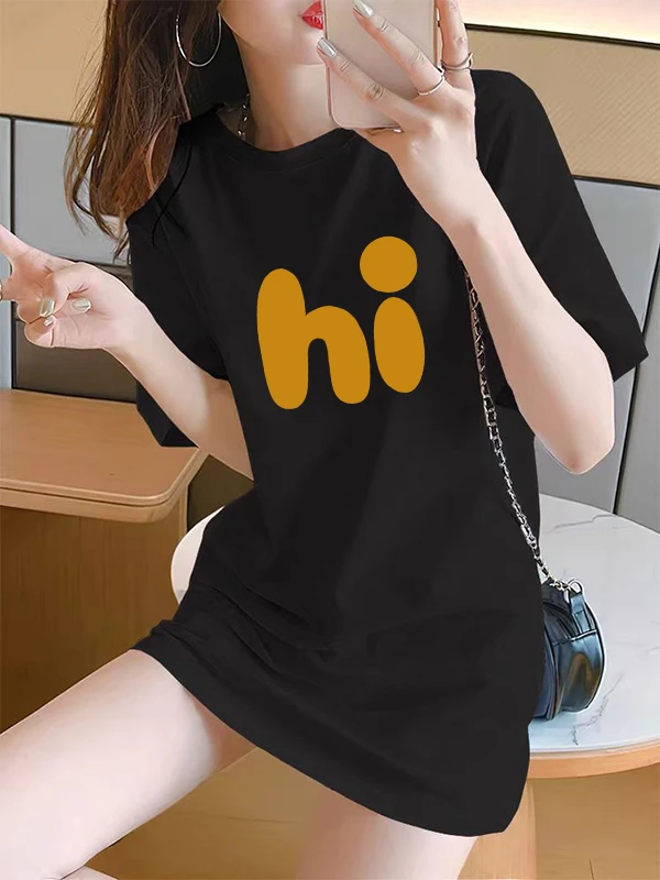 白色中长款短袖t恤女欧货宽松百搭遮屁股上衣2025春夏新款体恤潮