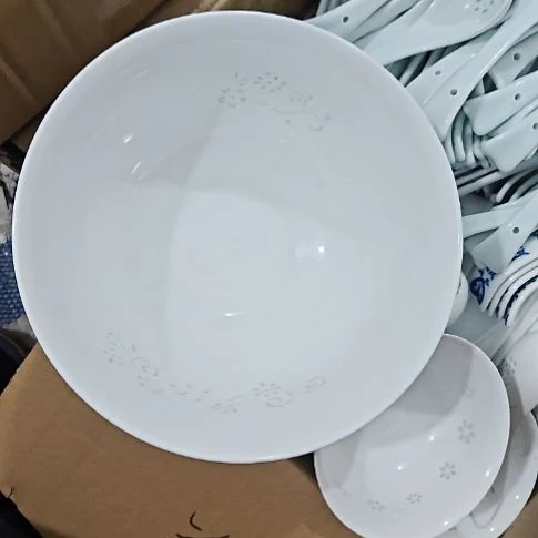 瓷玲珑白色8寸大汤碗2个微瑕疵