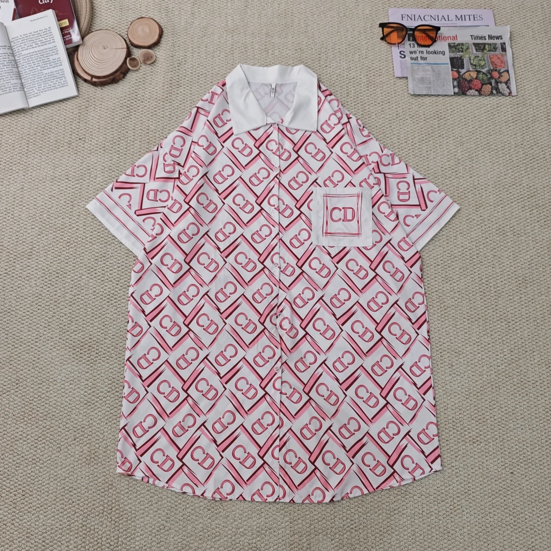 2025夏季新款休闲宽松百搭卡通印花短袖衬衫外套1363