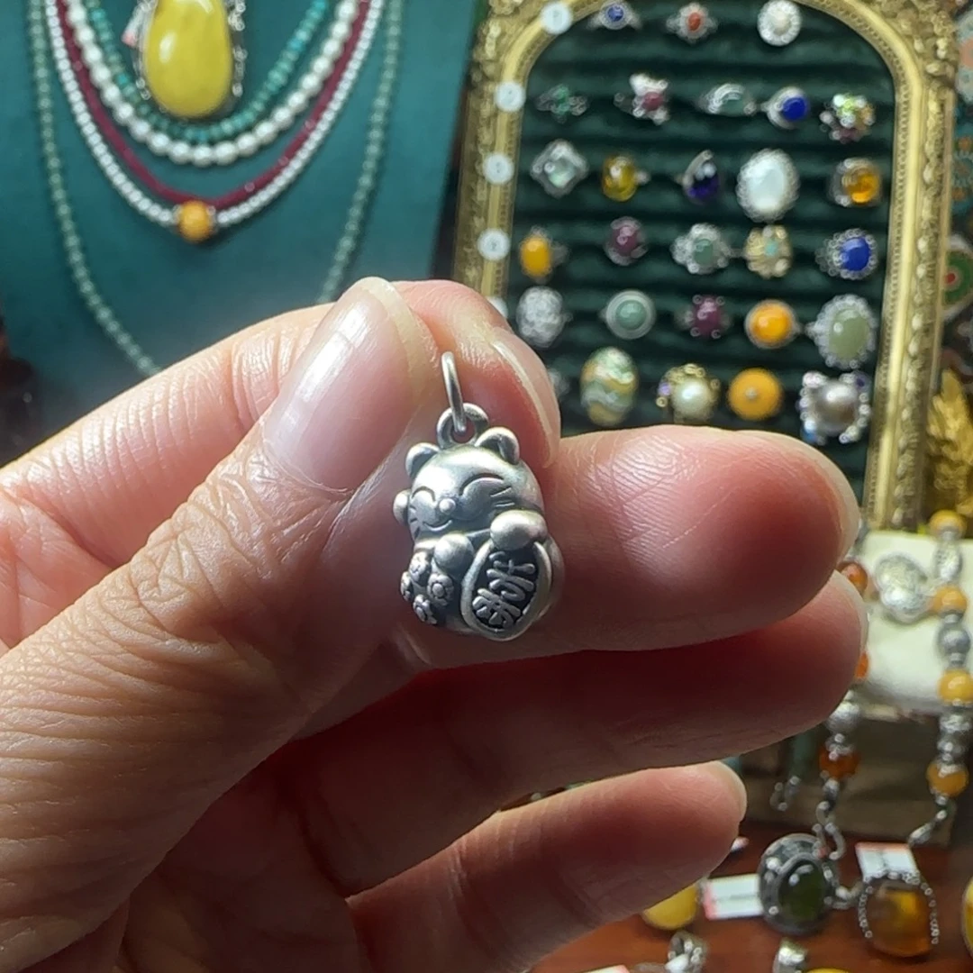 锆石纯铜合金足银吊坠