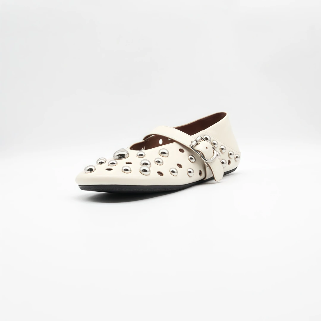 蒂格薇琦 欧洲站女鞋欧货潮鞋2025春季新款真皮玛丽珍鞋铆钉单鞋