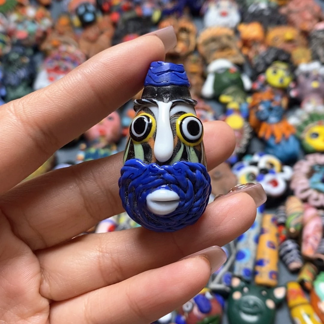 琉璃颈饰印度尼西亚蓝色圈圈胡