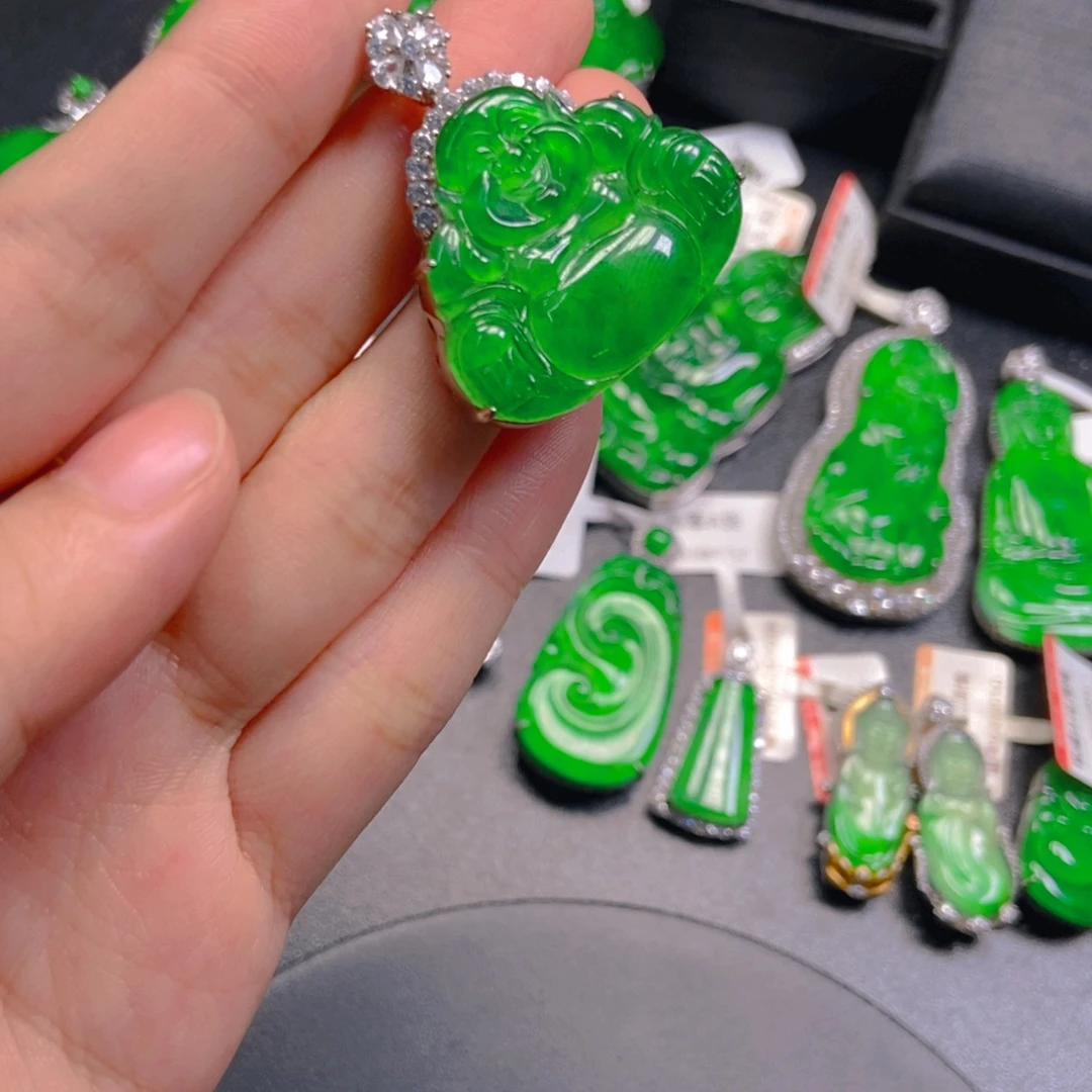 翡翠银S925镶嵌吊坠(不含链)