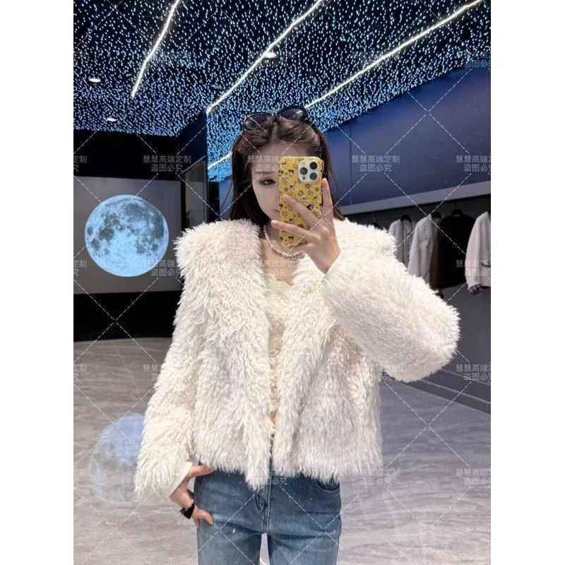 【慧慧】新款时尚百搭原创设计师新款毛毛外套 75183