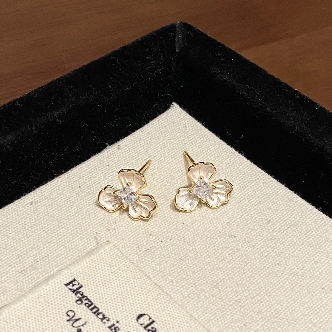 925银珐琅耳饰 【油画小花】精致小巧日常通勤百搭简约耳饰A1770