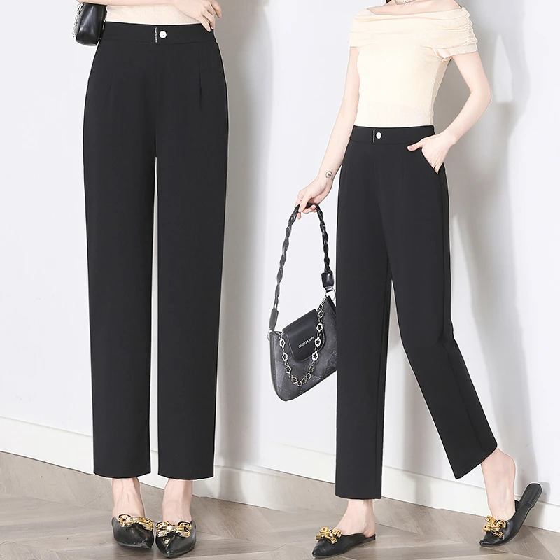 妈妈装休闲裤子时尚百搭中老年女士春秋季中年高腰显瘦直筒长裤