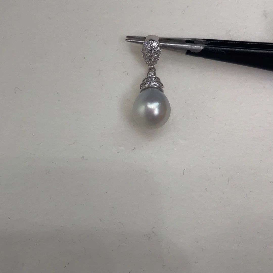 吊坠(不含链)银S925镶嵌海水珍珠