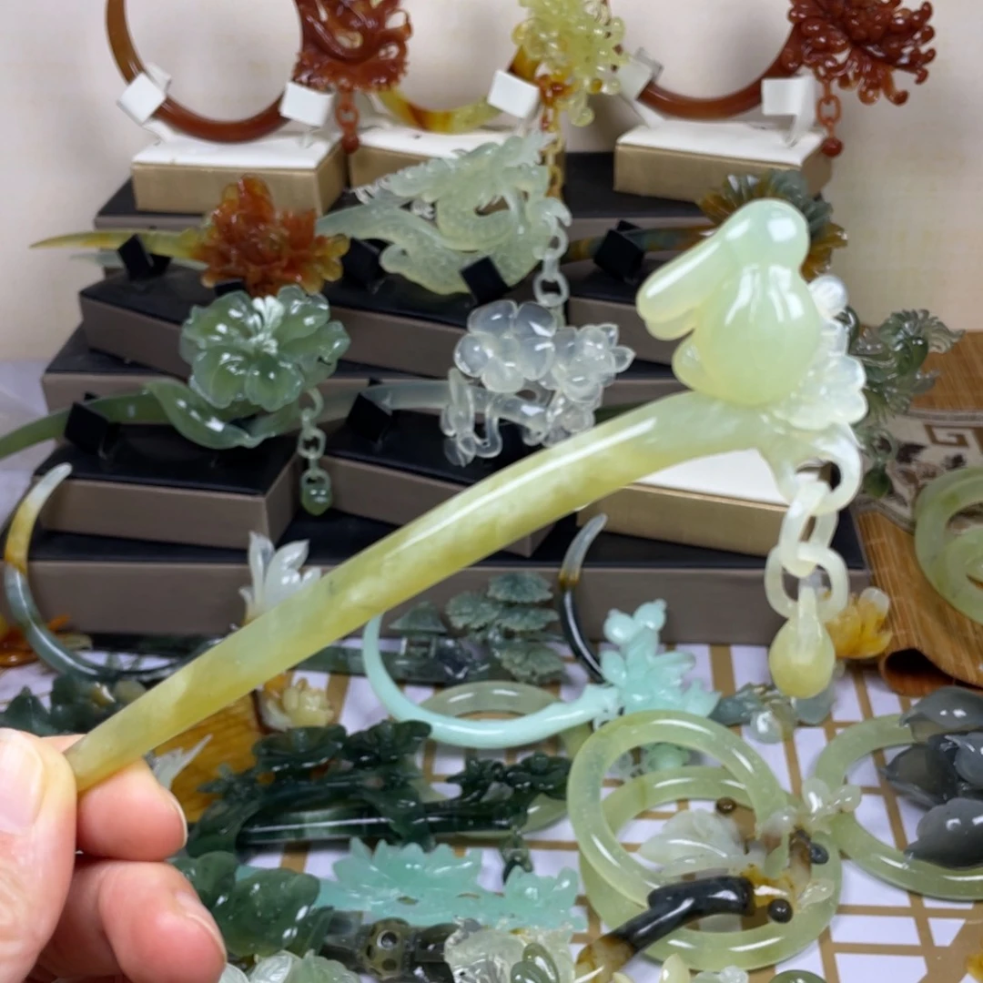 未镶嵌蛇纹石玉发饰