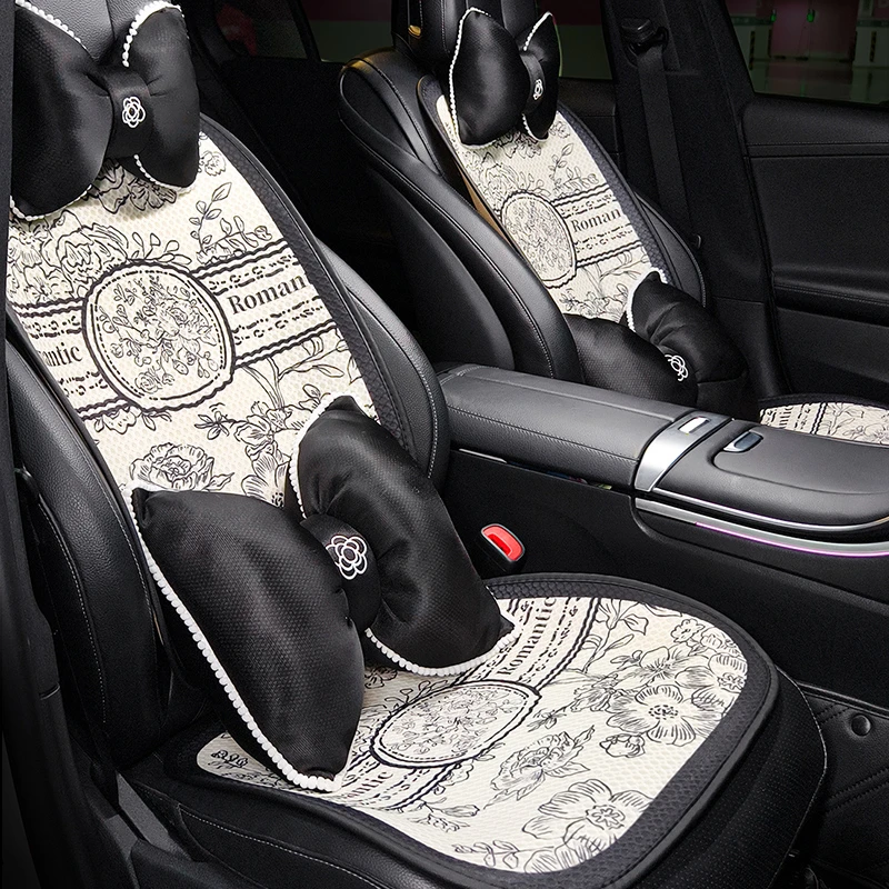国风花卉夏季汽车座垫简约水墨ins风时尚印花四季通用透气座垫