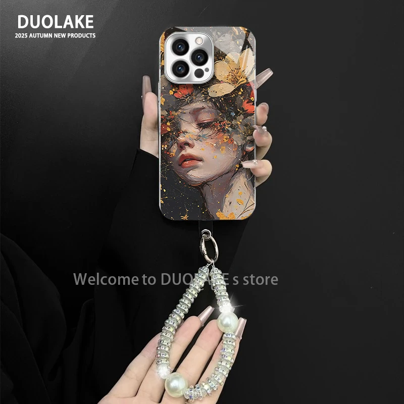 适用于苹果/oppo/华为/vivo/小米繁花蝴蝶女孩电镀玻璃手链手机壳