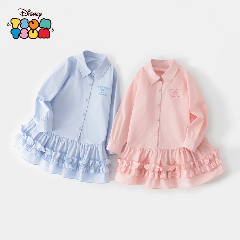 Disney/迪士尼2025春秋款女宝宝翻领公主长袖简约洋气百搭连衣裙