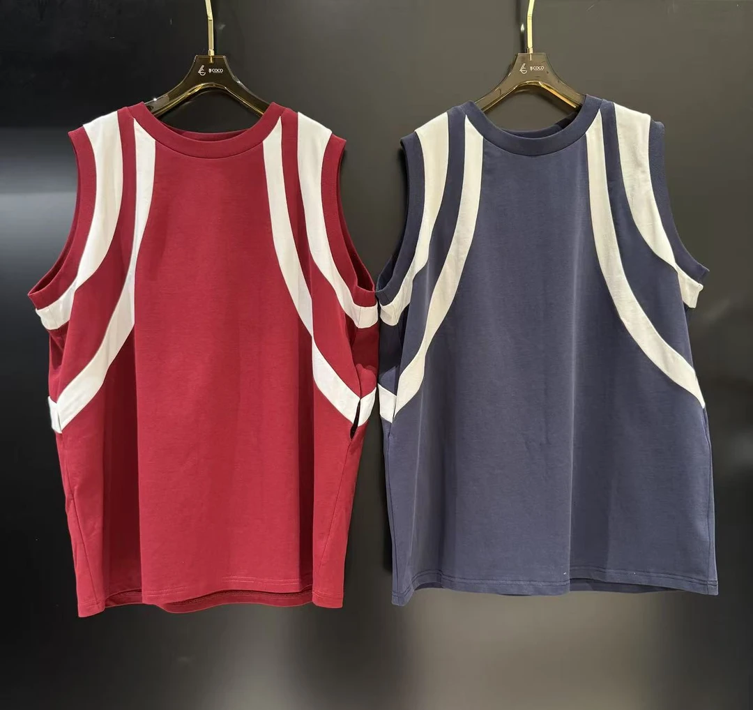 ANNAMOOER无袖拼色宽松休闲背心