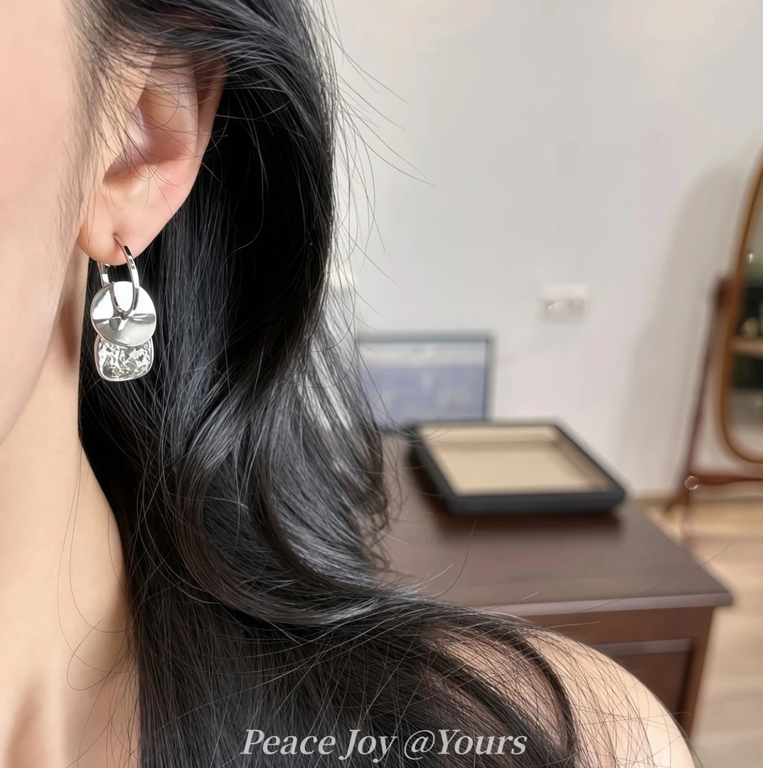 铜合金耳饰 金属高级感方糖耳钉 2025新款爆款s925银针百搭耳饰