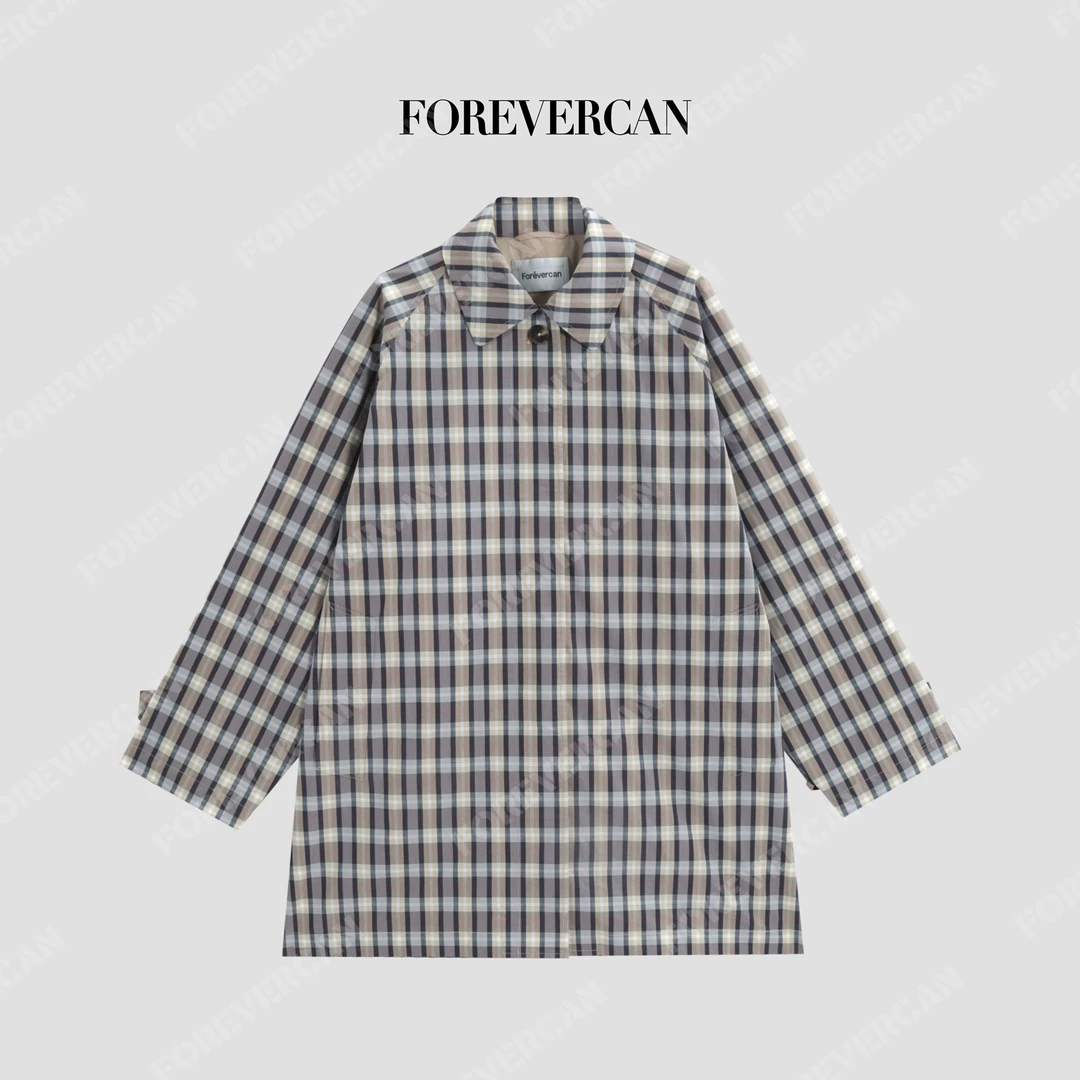 FOREVERCAN“调频慢门”经典格纹进口长绒棉廓形风衣外套WC57151