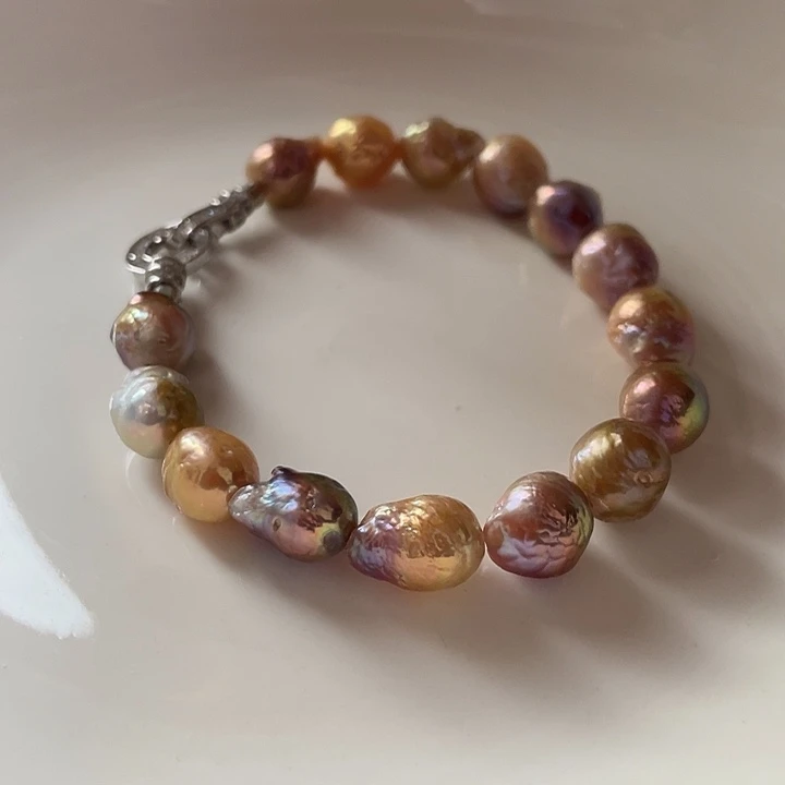 手链银S925镶嵌淡水珍珠