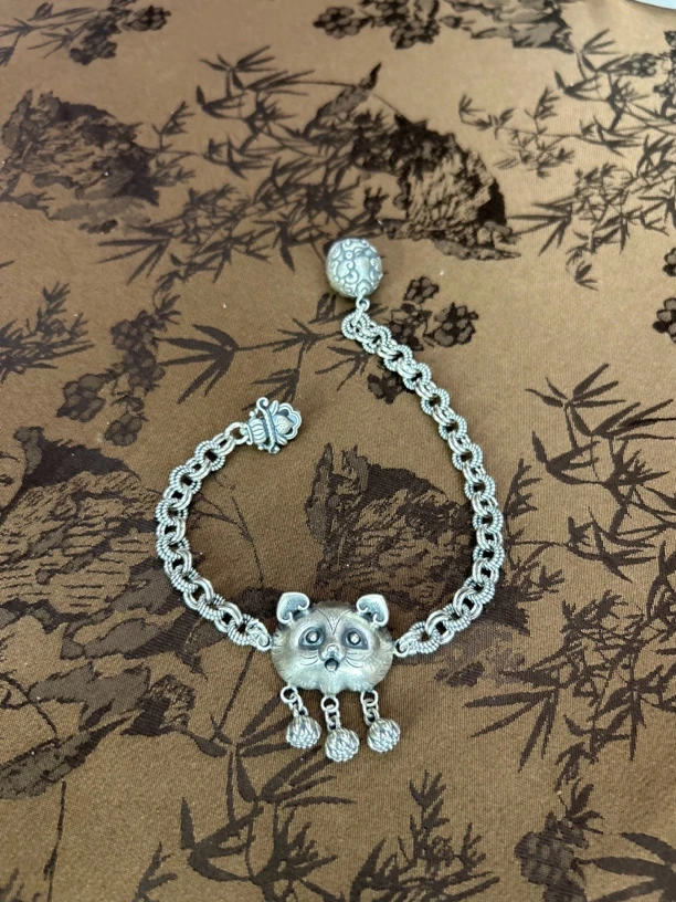 925银手链 小郑家纯银手工簪刻手链