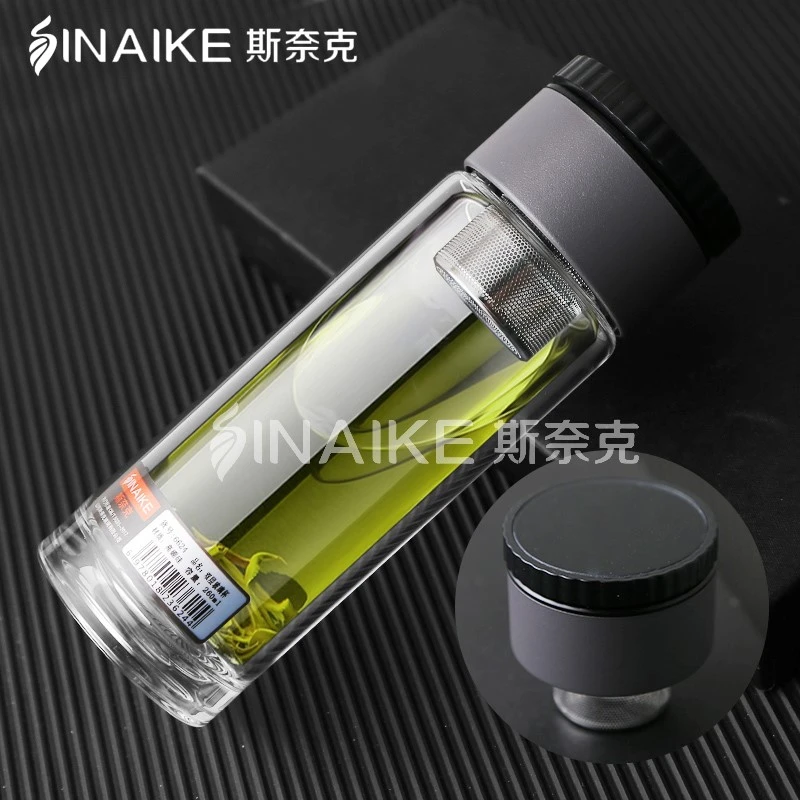 斯奈克茶水分离泡茶杯男新款商务水杯高档茶杯双层过滤玻璃杯子