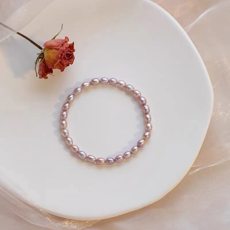 【丁香】5-6mm淡水珍珠手链轻奢时尚百搭小米珠气质紫色   DSL00435