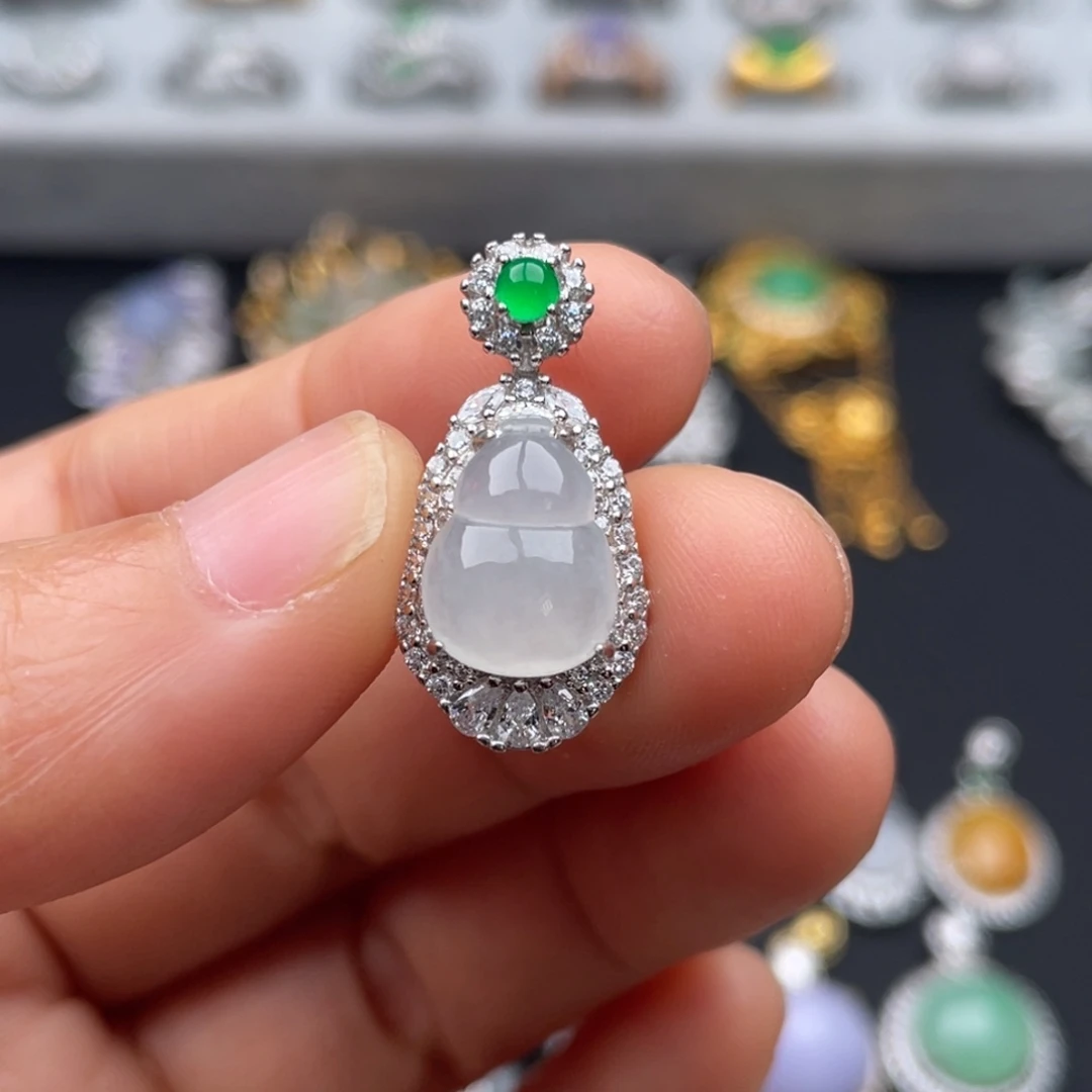 翡翠银S925镶嵌吊坠(不含链)