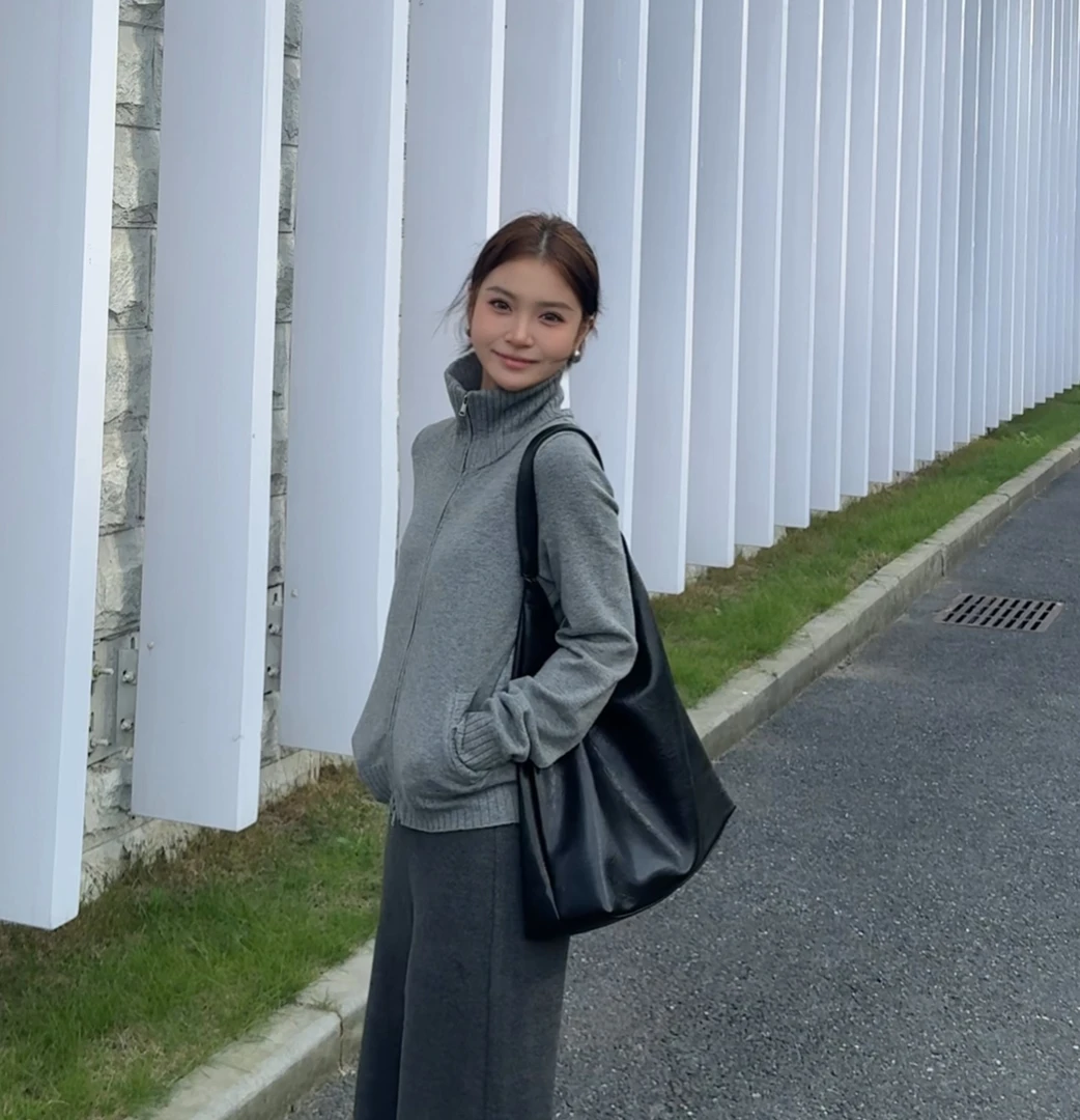 通勤风冬季开衫高领常规秋季宽松女装毛衣休闲百搭25QZ0793