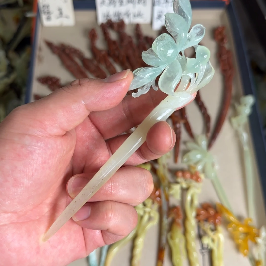 岫玉发饰未镶嵌河