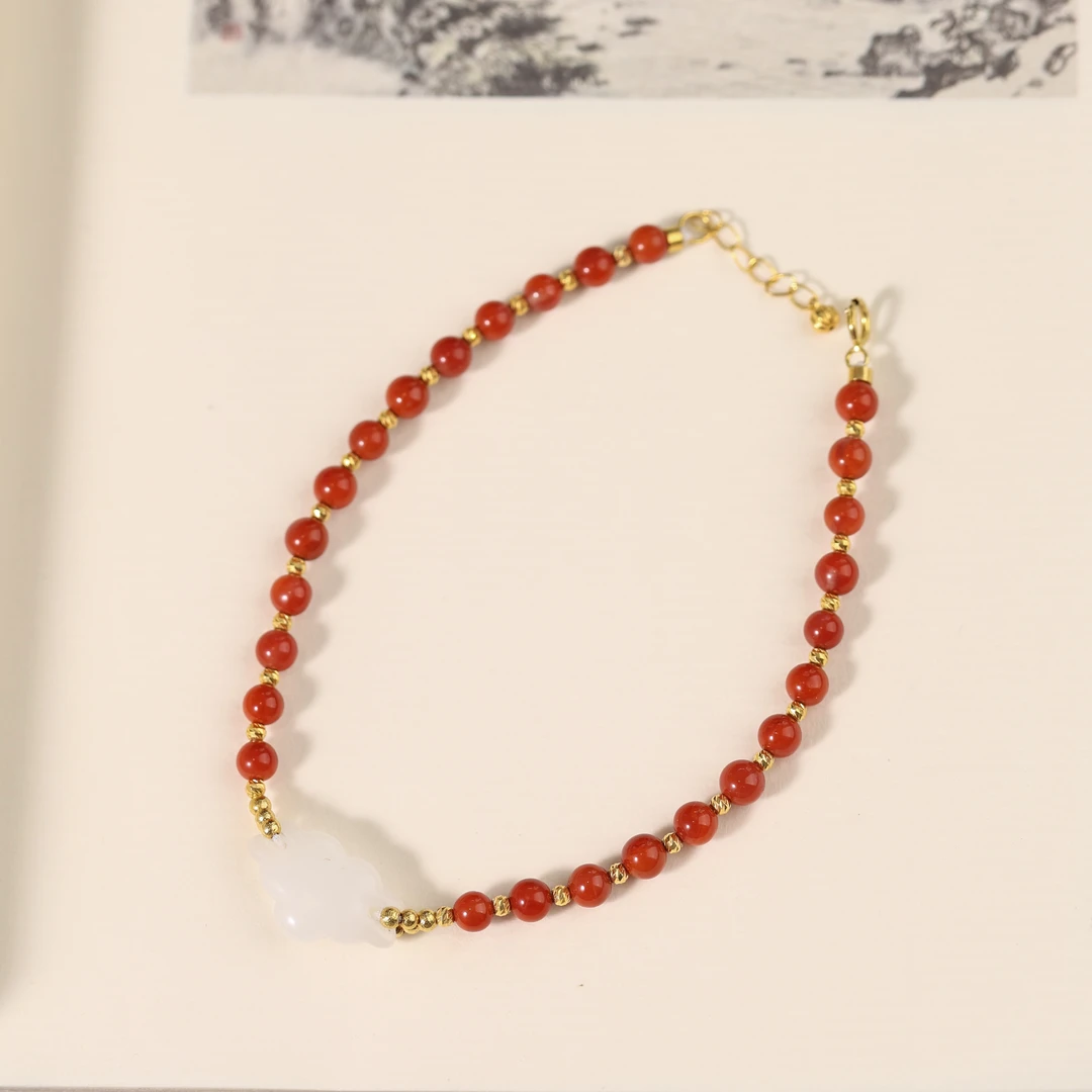 【踏雪寻梅】新中式国风珠宝手工设计和田玉南红手串手链