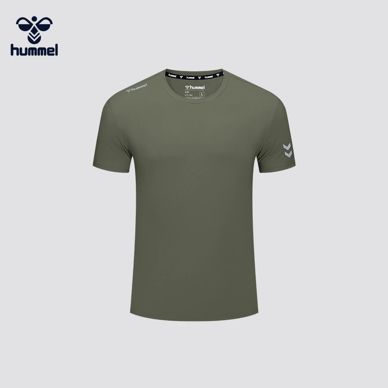 HUMMEL运动速干短袖t恤圆领吸湿透气凉感夏季男子跑步健身上衣