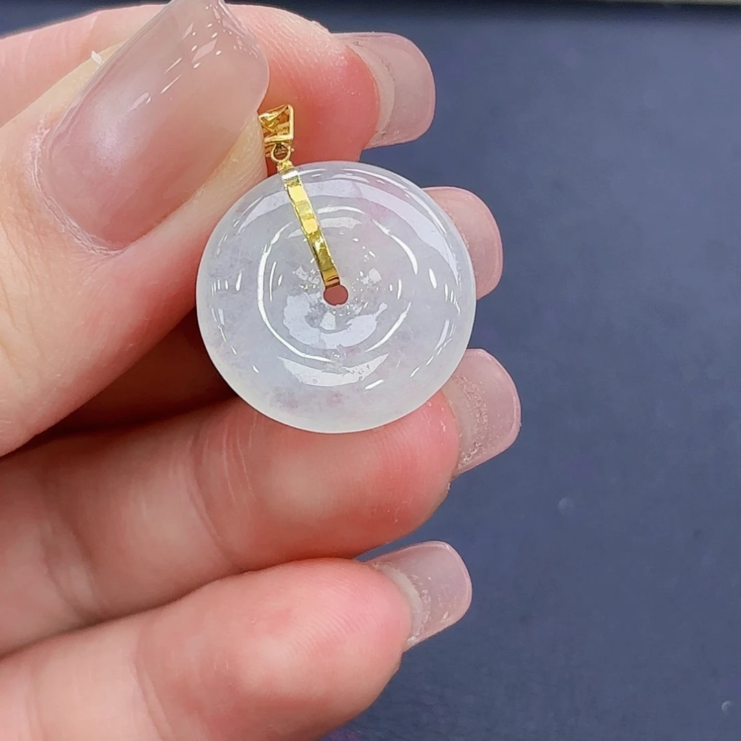 翡翠18K金镶嵌颈饰平安扣吊坠