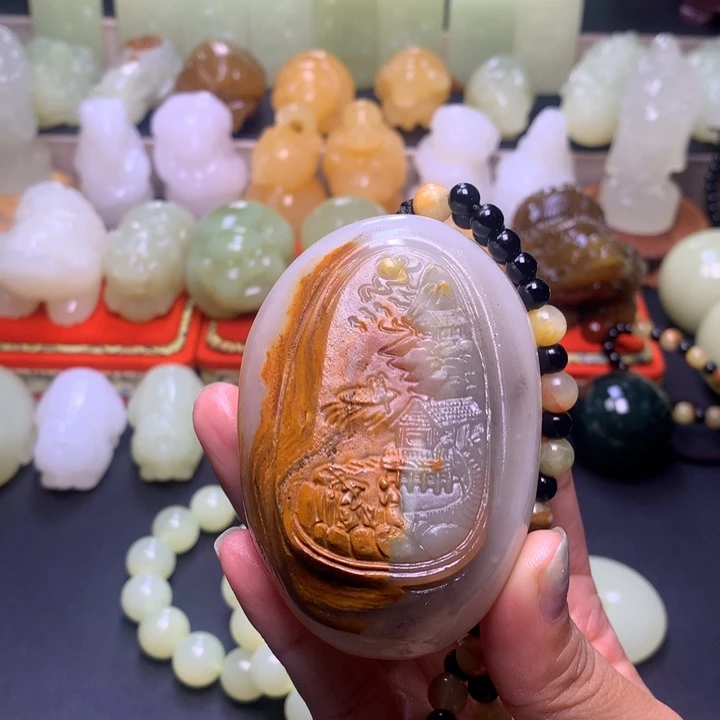 石材方解石手把件