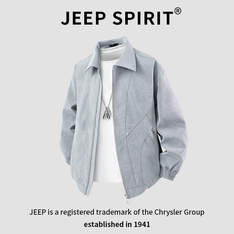 JEEPSPIRIT吉普美式潮牌夹克男春秋季休闲百搭时尚宽松2025款外套