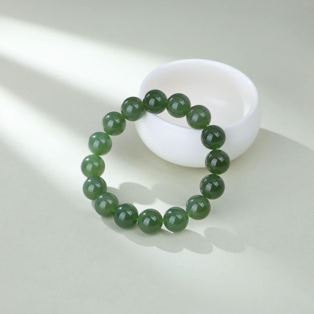 【央博玉】和田玉圆珠手链-YB93550159-约12mm-多样性发一|BHT6