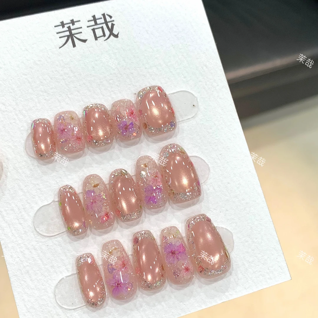 茉哉现货【锦绣芳华】纯手工定制美甲拆卸穿戴甲A4257