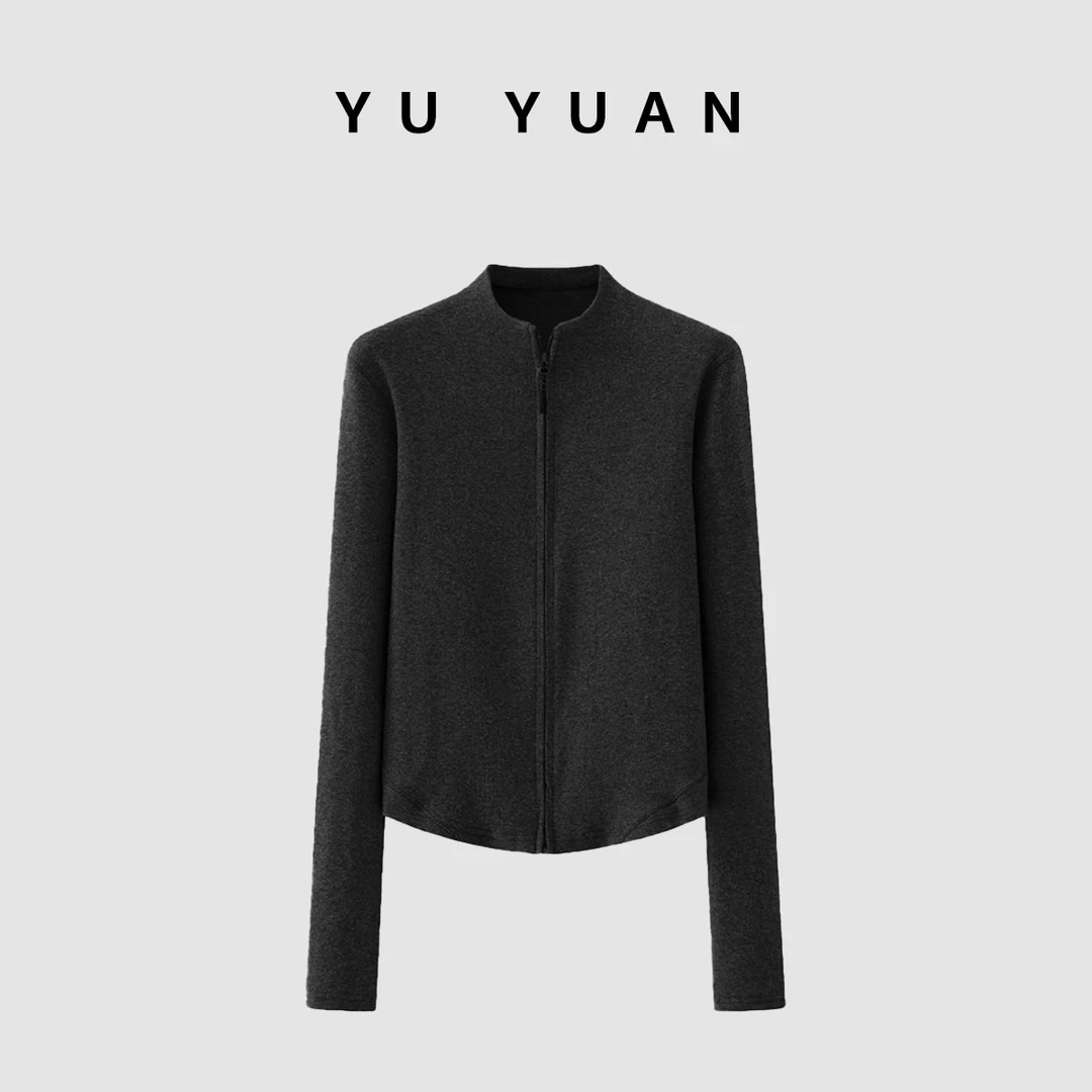 【媛宝】“温暖中间层”立领抓绒外套可内穿！简约修身长袖开衫-FS5823