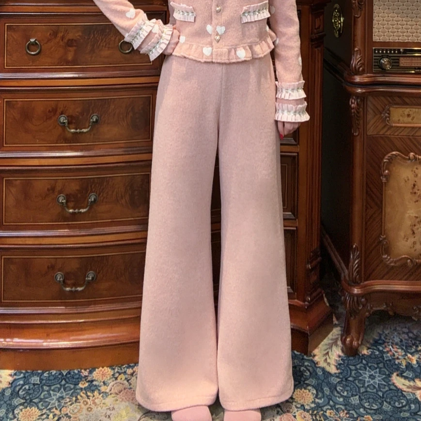 【一生罗曼】秋冬百搭气质高腰后拉链直筒阔腿裤K802