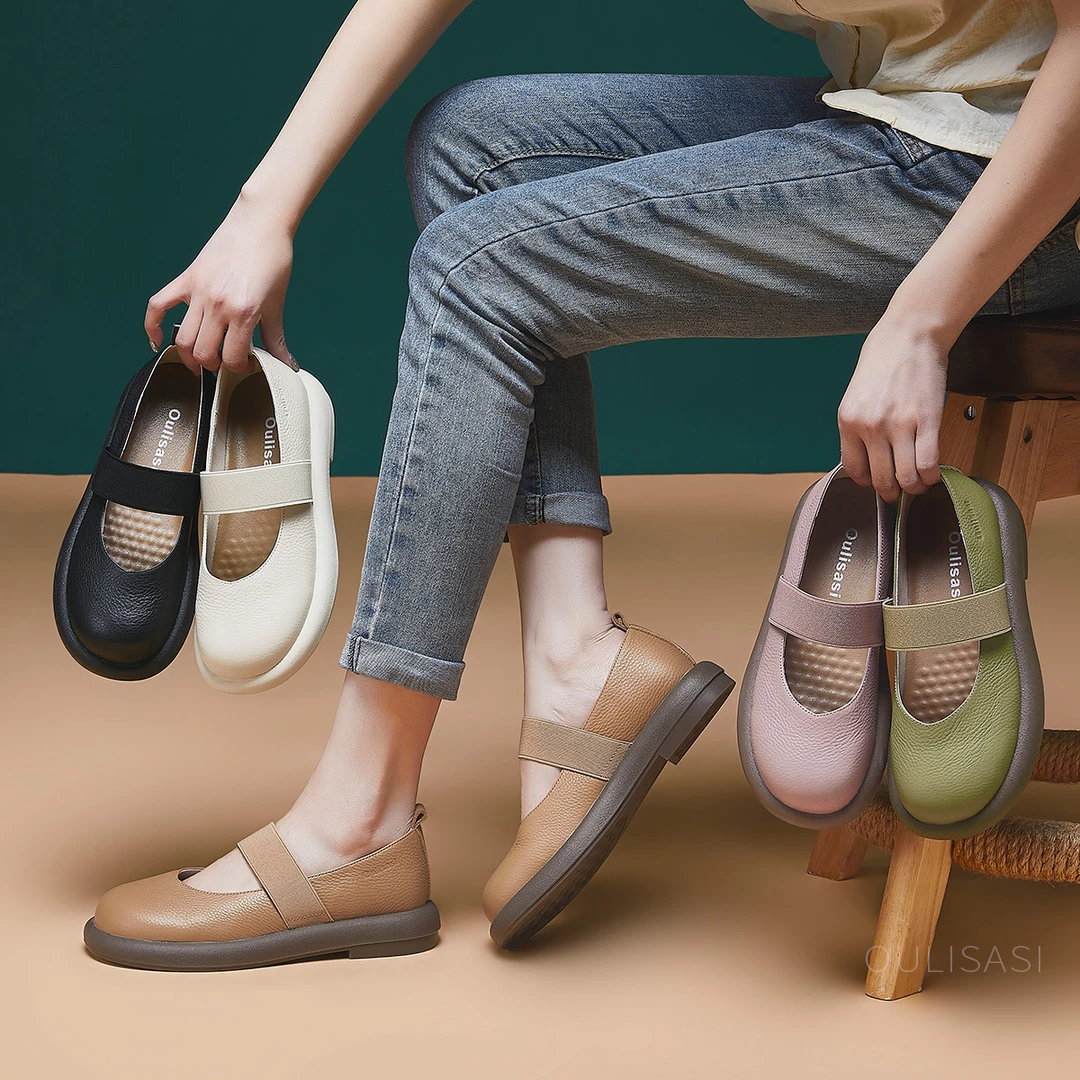 | 遇见-伊人 |  3公分 头层牛皮 一字带玛丽珍单鞋防滑女鞋子 549