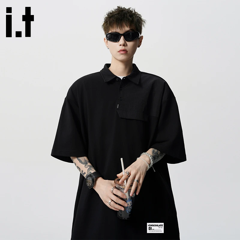 i.t:CHOCOOLATE男士休闲t恤2025夏薄款新款港风宽松圆领日系短袖