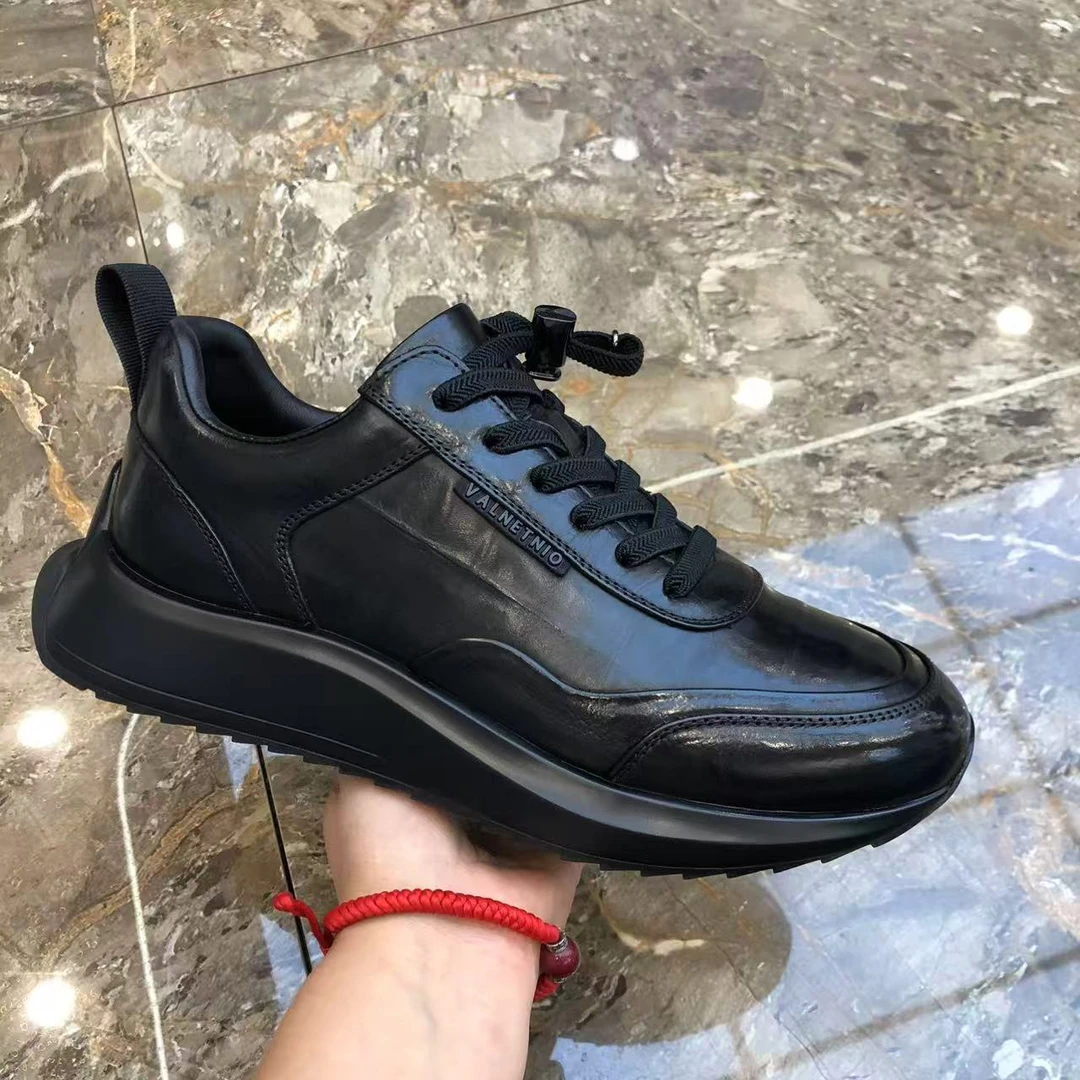 秋季新款商务休闲一脚蹬男鞋时尚舒适透气皮鞋真皮厚底爸爸鞋3391