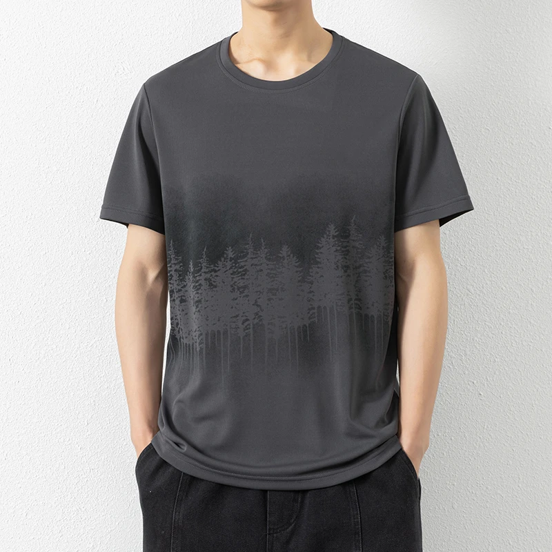 25新款短袖T恤男夏季冰丝运动速干汗衫透气弹力中青年潮流休闲