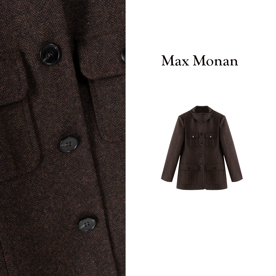 【Max Monan】秋冬复古小香风短款工装毛呢外套DD24WX09311