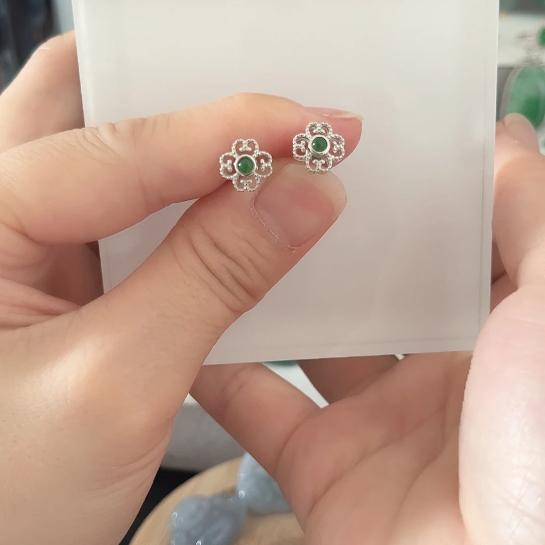 翡翠未镶嵌耳饰耳钉