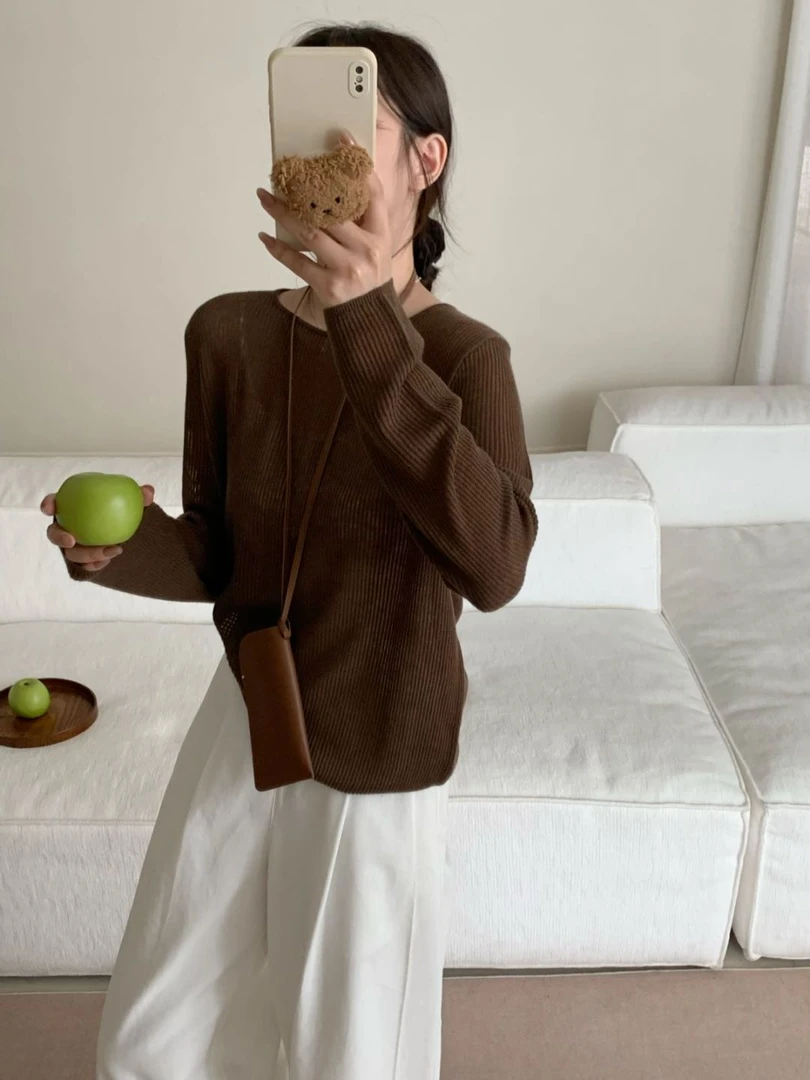 【素简.650199】早秋新款显瘦纯色宝藏上新绵羊毛针织衫（3.19福利）