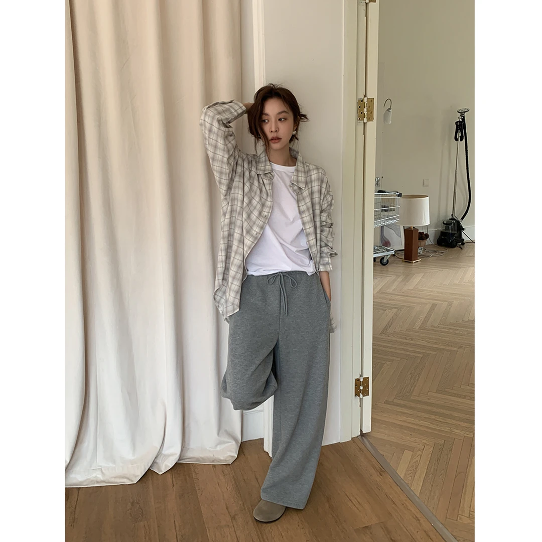SIXI四喜家 韩系教科书 复古格纹衬衫女秋季宽松休闲慵懒长袖外套