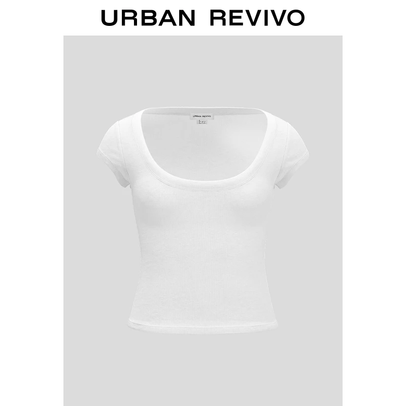 UR2025夏季新款女时尚简约基础休闲修身U领短袖T恤UYB450004