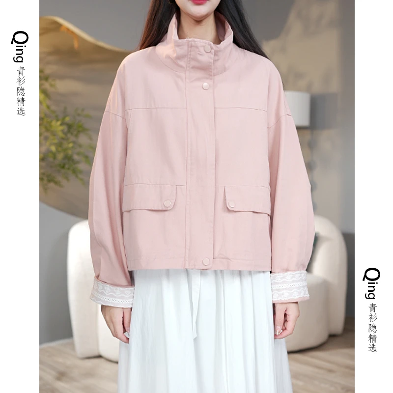 5501欧货立领短款外套女士2025年春季新款宽松显瘦休闲夹克上衣